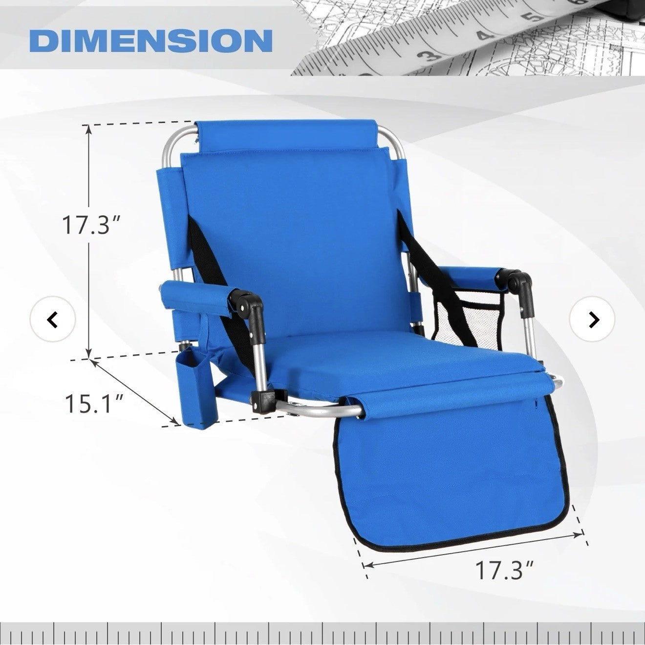 Padded Stadium Seat Chair with Backrest and Armrests for Bleachers