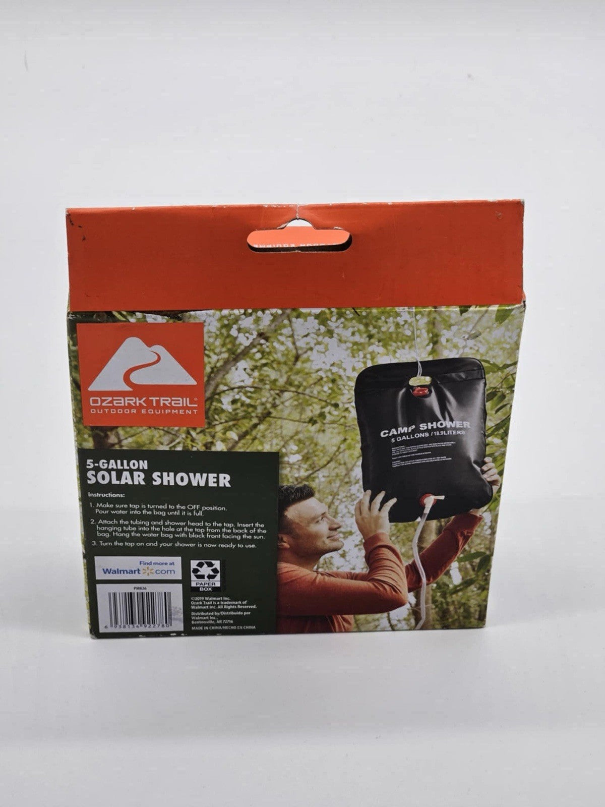 New Ozark Trail 5-Gallon Solar Compact Camp Shower w/Hanging Kit