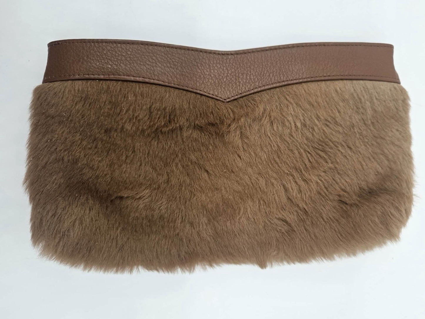 Vintage Genuine Calf Hair Fur Leather Clutch Pouch Brown Tan Handbag