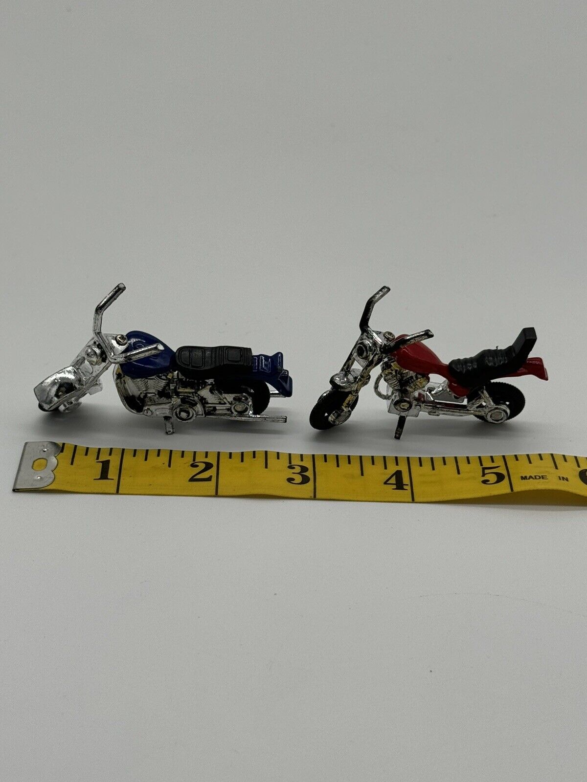 Two Unbranded Diecast & Plastic Motorcycle Chopper Toys
