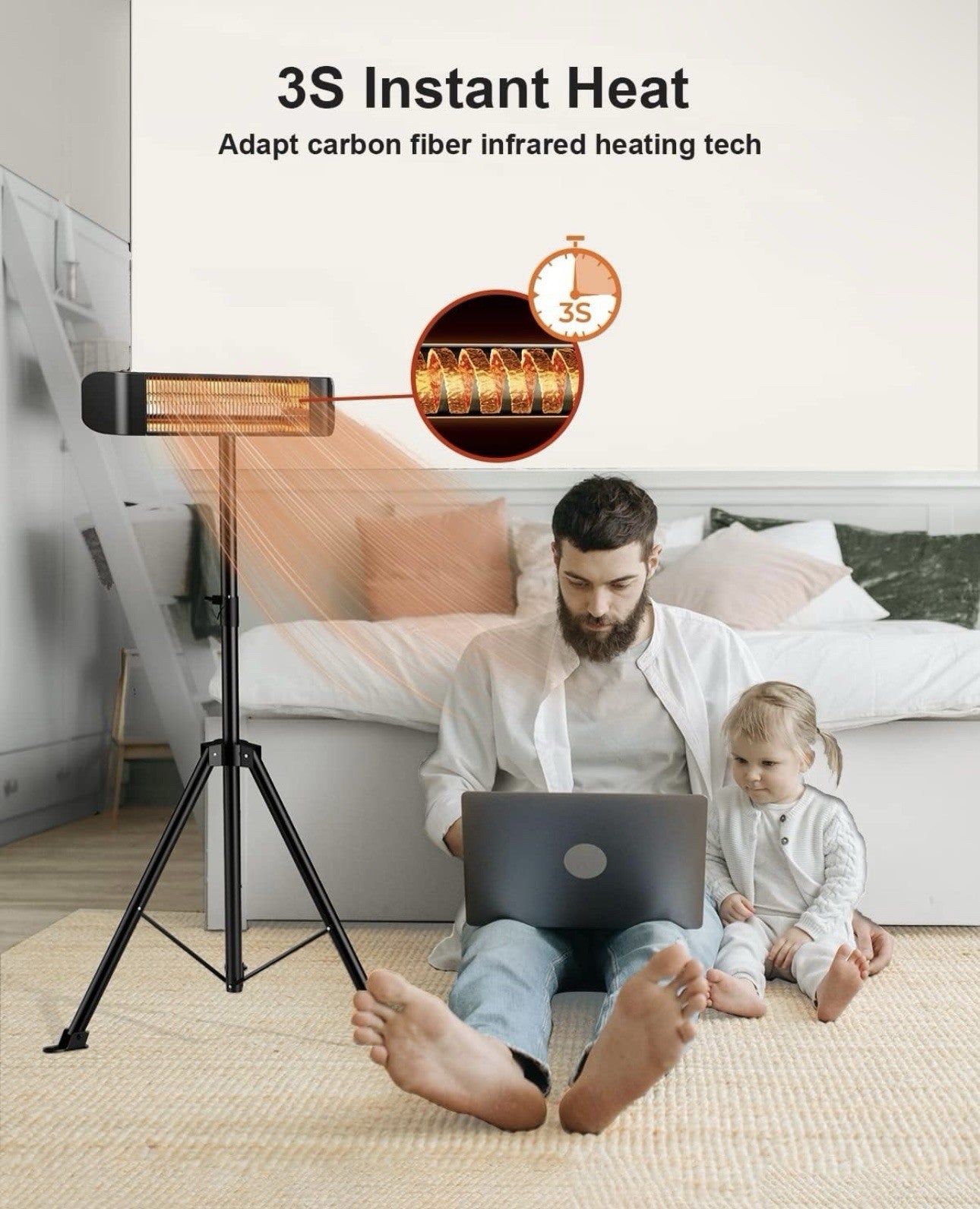 Infrared Electric Patio Heater Indoor/Outdoor Portable Wall/Garage Heater