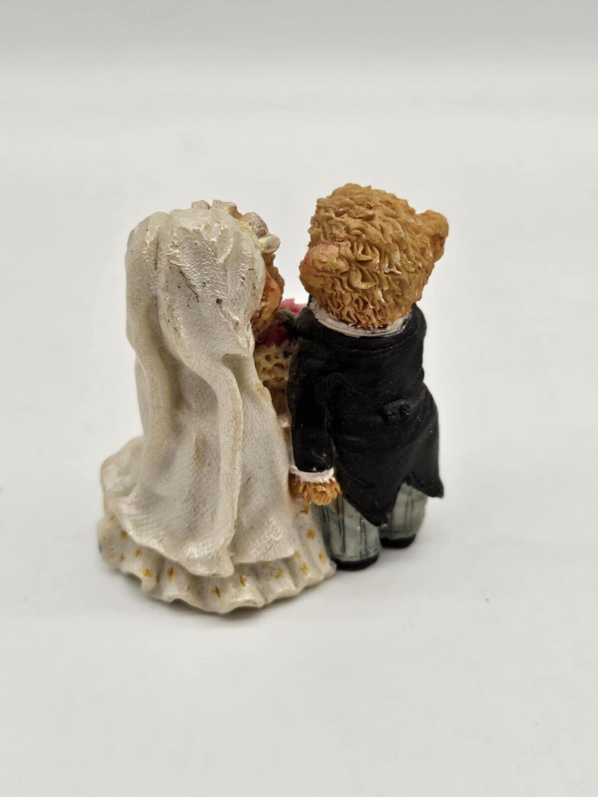 Vintage Happy Teddy Bears Wedding Topper Couple Cute Pink Roses