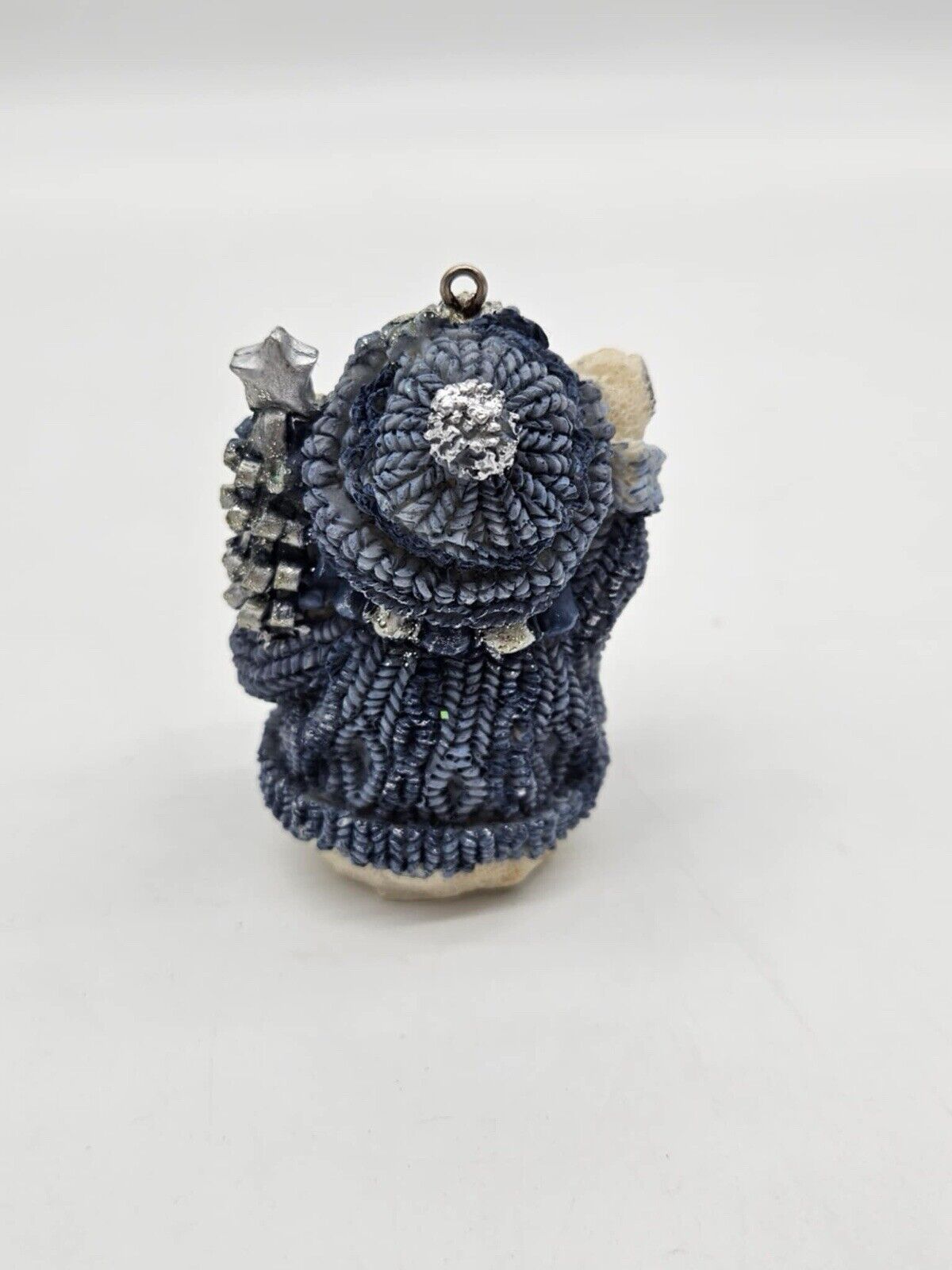 Snowman Christmas Ornament Figurine Holding Christmas Tree & Bell