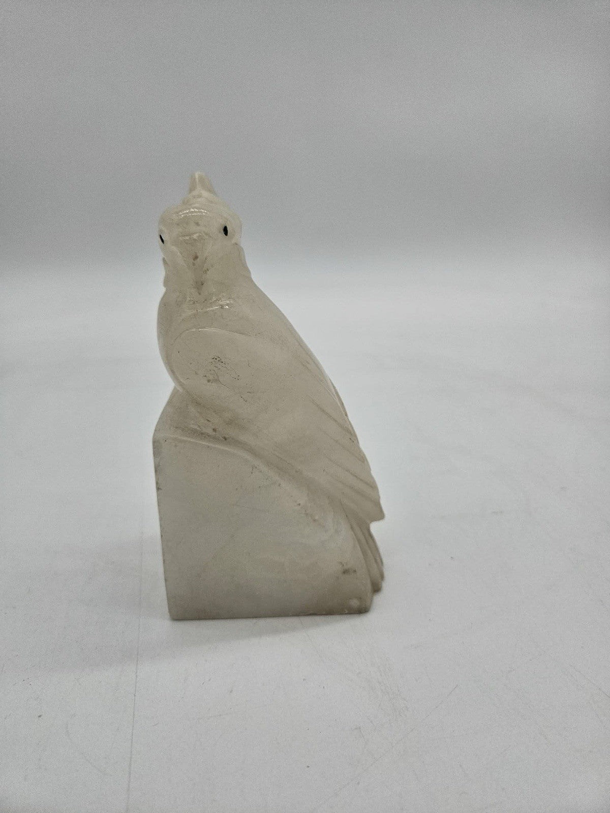 Vintage Carved Alabaster Cockatoo Parrot Figurine Statue