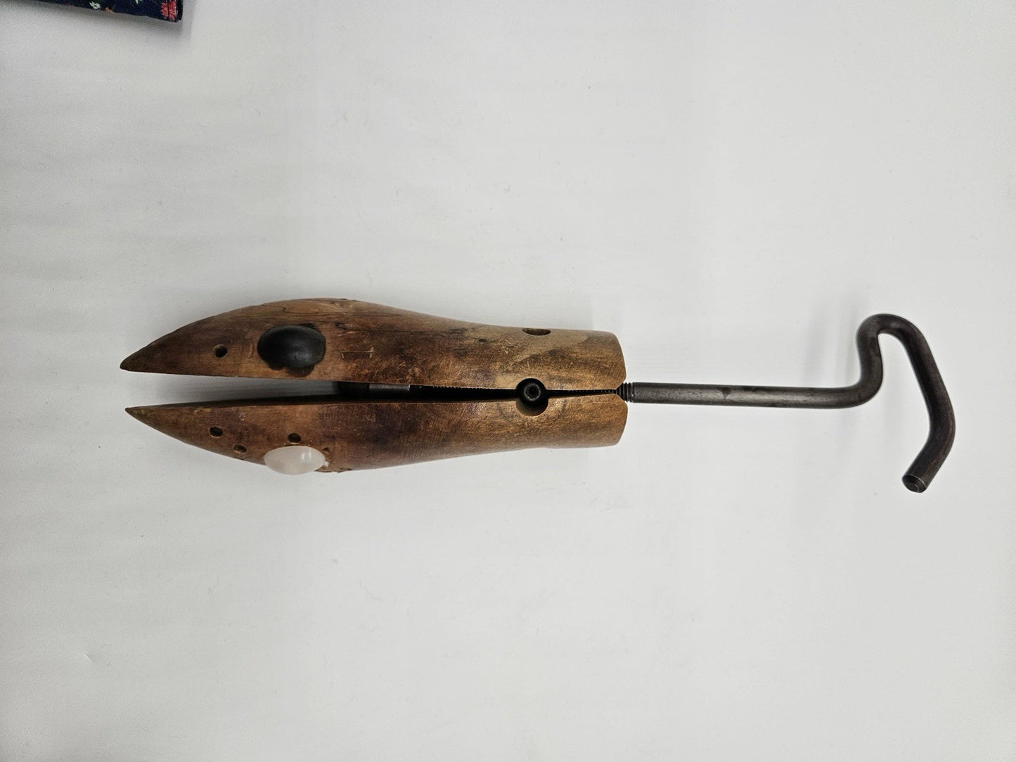 Vintage Rustic Wooden Shoe Stretcher Metal Handle