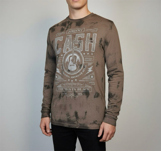 Johnny Cash “The Man in Black” Tie-Dye Long Sleeve Shirt Size S