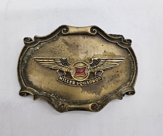 VTG Collectible Belt Buckle - Miller High Life Miller Squadron Beer  RARE