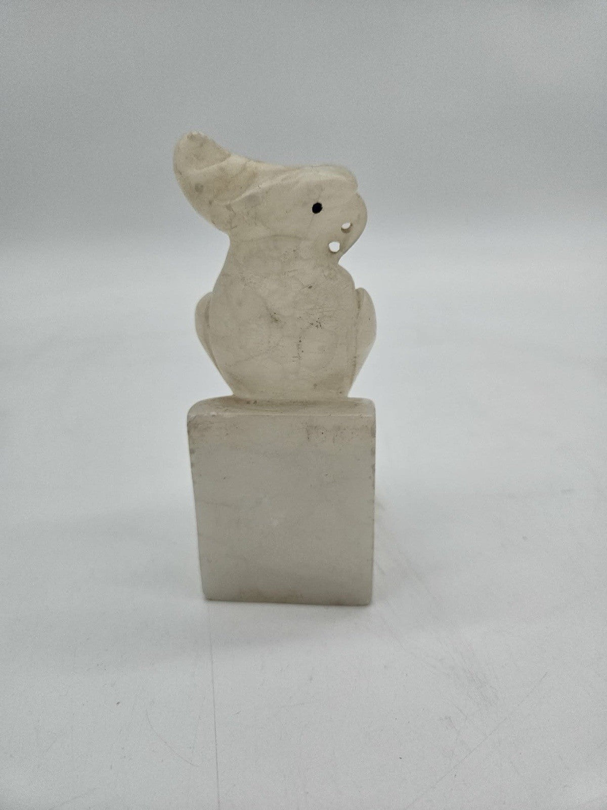 Vintage Carved Alabaster Cockatoo Parrot Figurine Statue