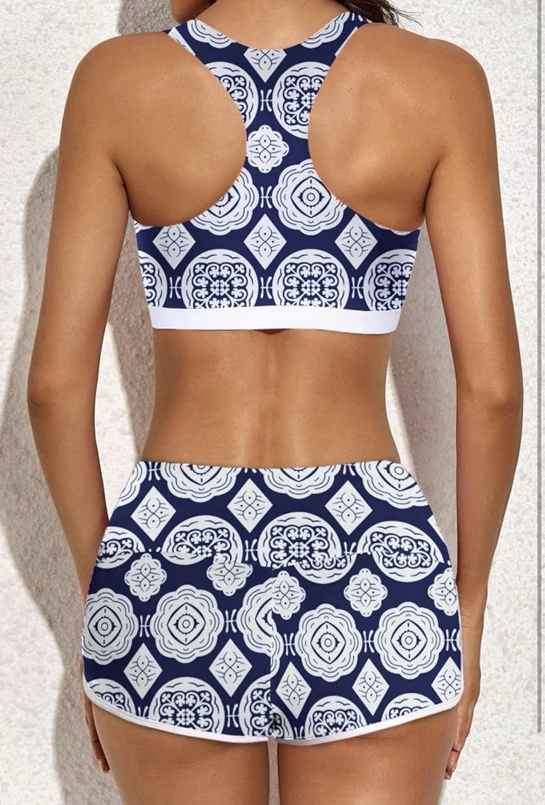 Women's 3pc Athletic Tankini Swimsuit Set w/ Shorts Size M