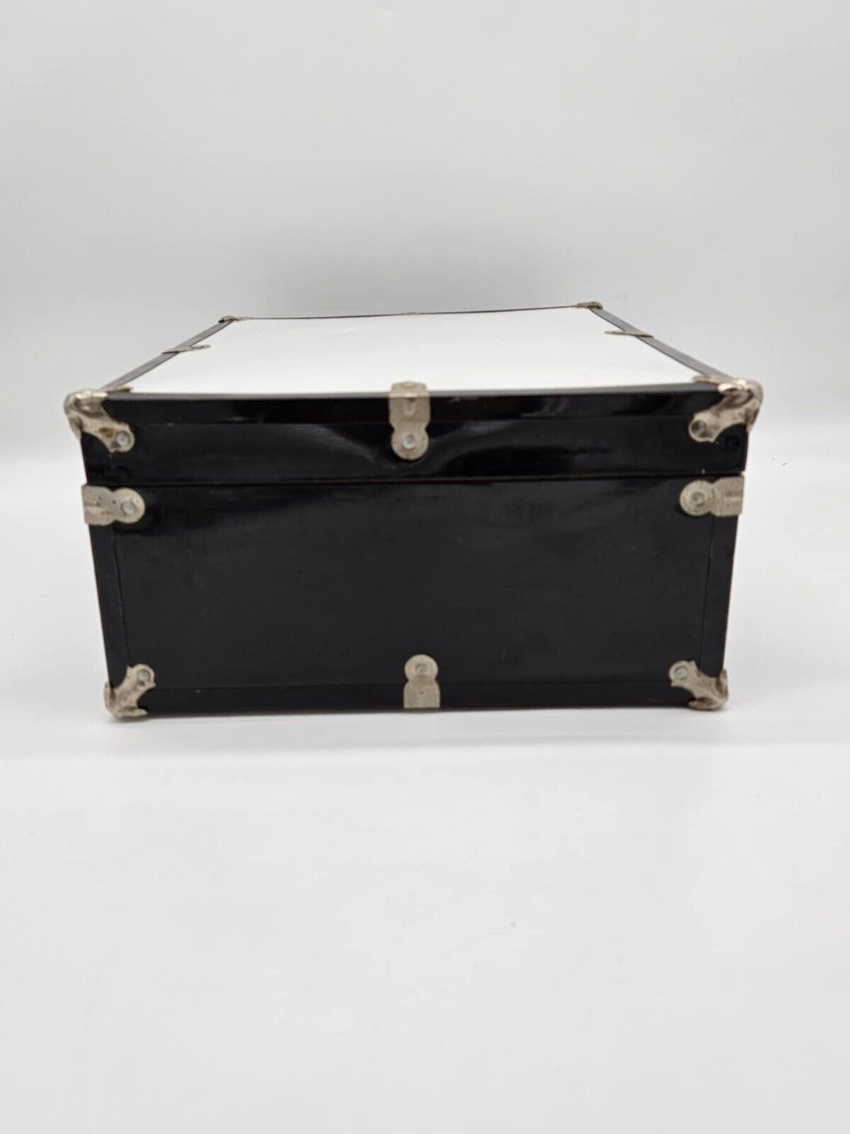 Vintage Metal Suitcase ~ White/Black Aluminum Hard Shell Classic Lock Briefcase