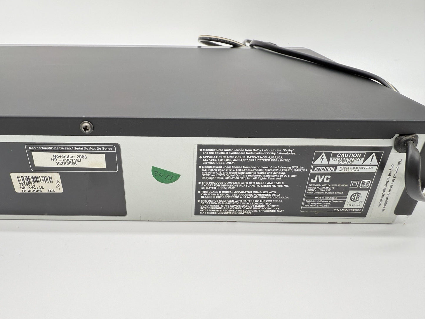 JVC HR-XVC11BJ DVD VCR Video Cassette Recorder Combo Player Tested and Working