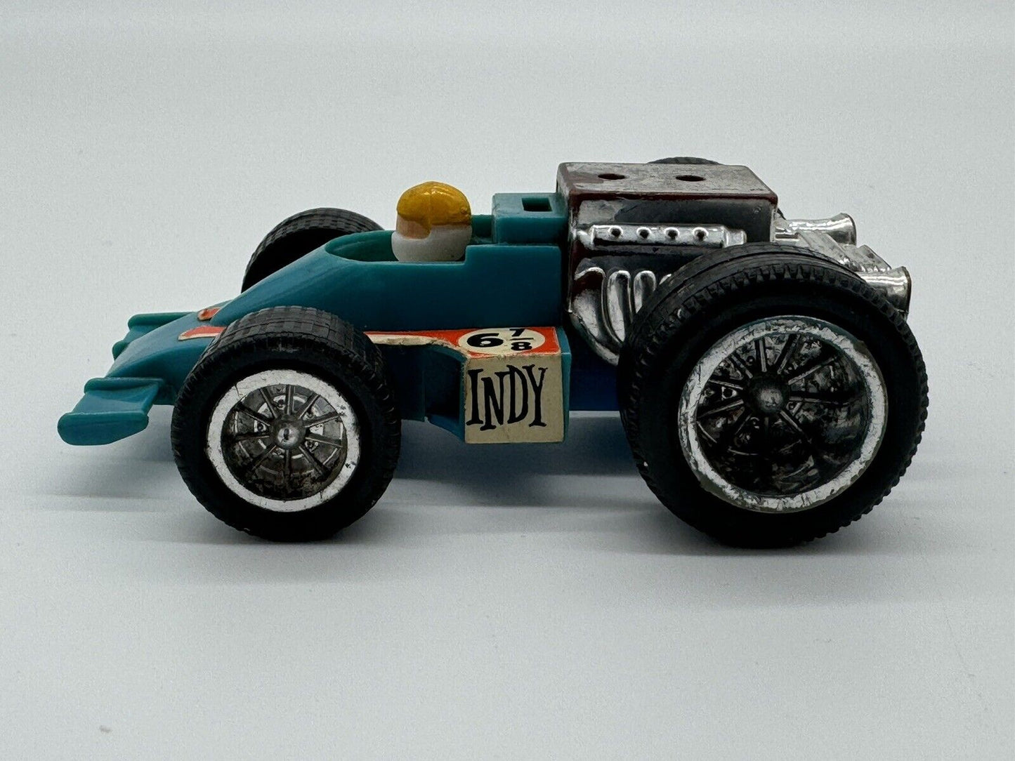 VINTAGE PLASTIC #1052 ZEE TOY INDY #6 7/8 BLUE RACE CAR