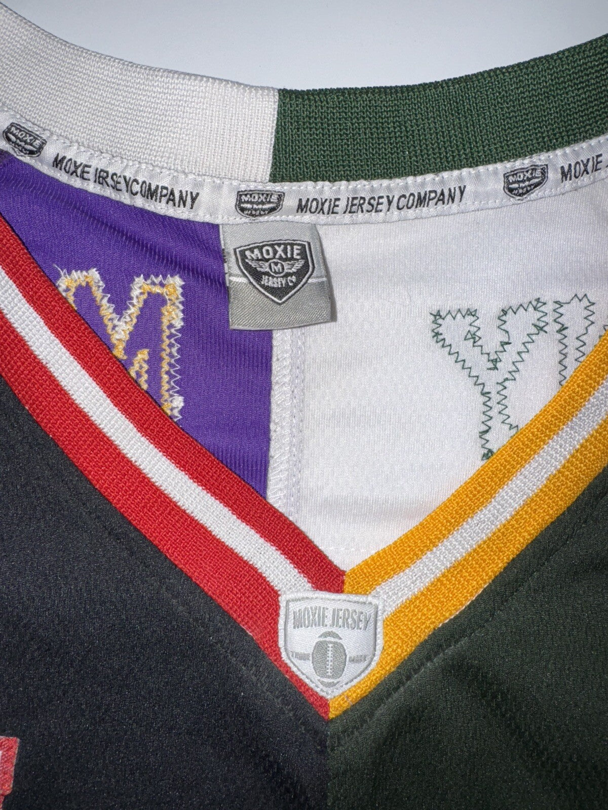 RARE!  Brett Favre 4 Pack NFL  Split Team Jersey GB -ATL- MN -NY By Moxie Sz M