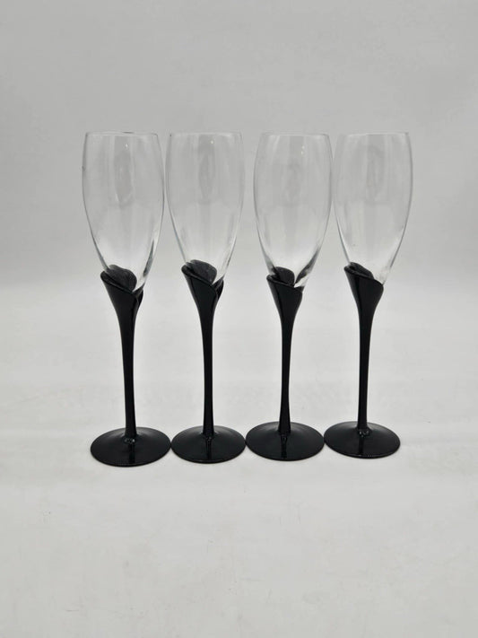 COLONY GLASS SET OF 4 AMARYLLIS 6 OUNCE CHAMPAGNE FLUTES