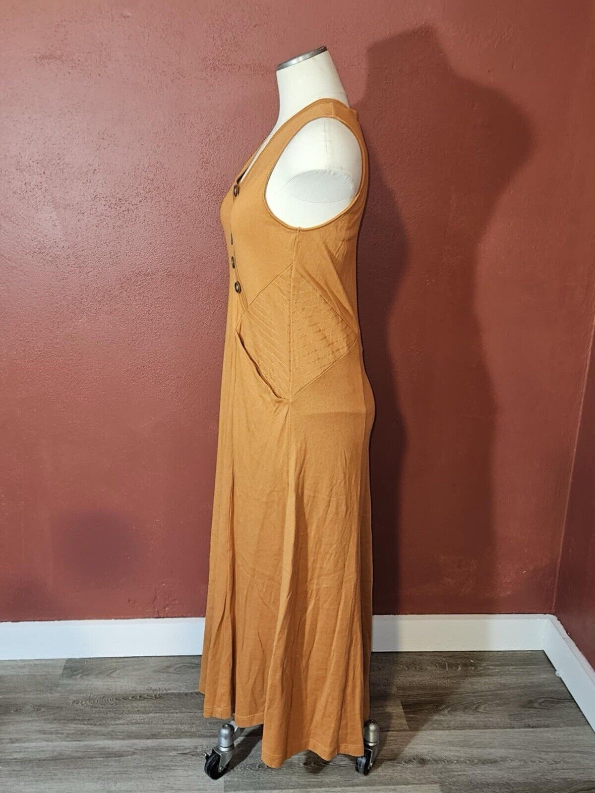 Soft Surrounding Rust Maxi Dress Side Buttons Size Medium