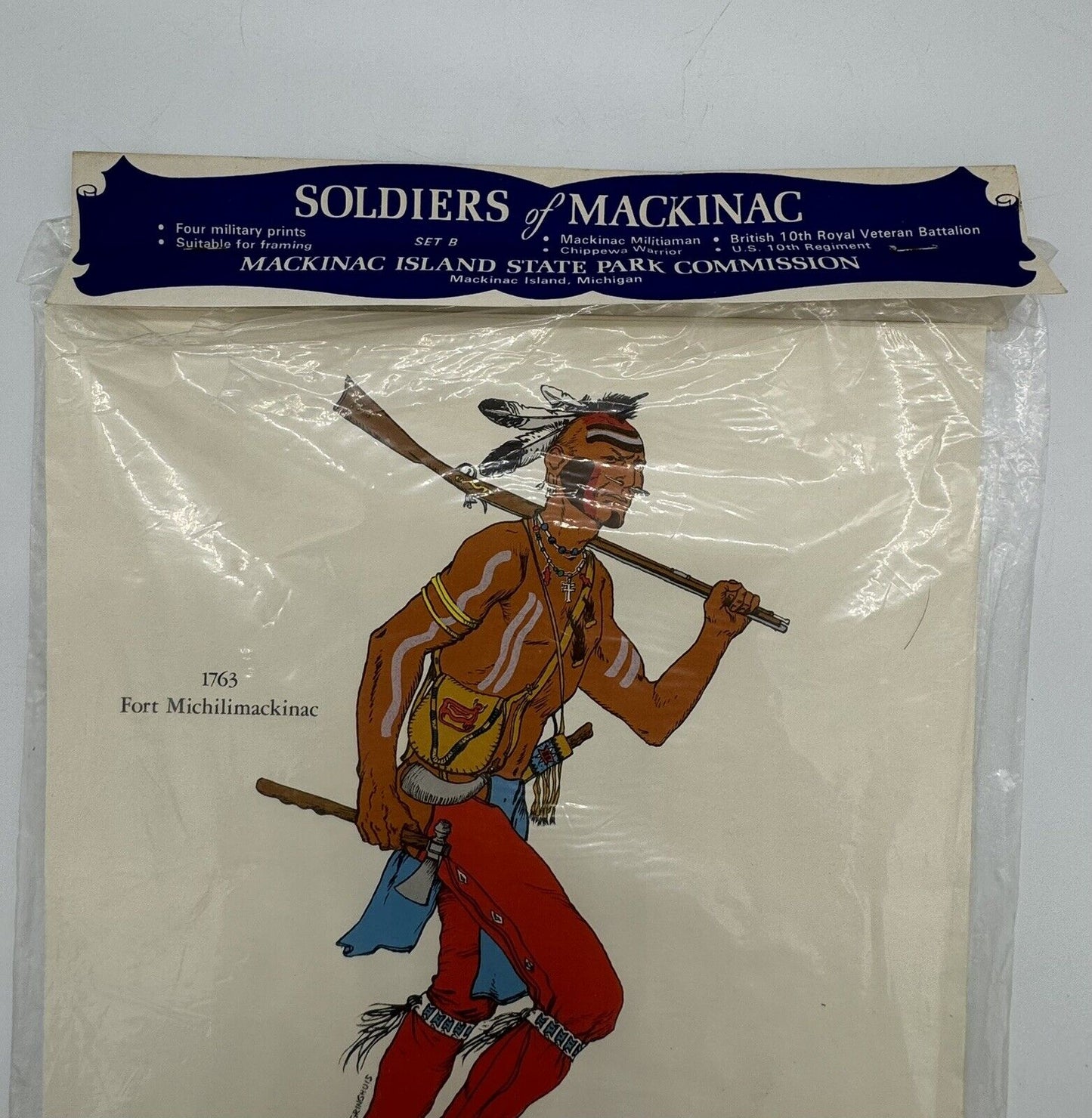 Vintage 1969 Mackinac Island State Park Commission 4 Chippewa Warriors NEW￼