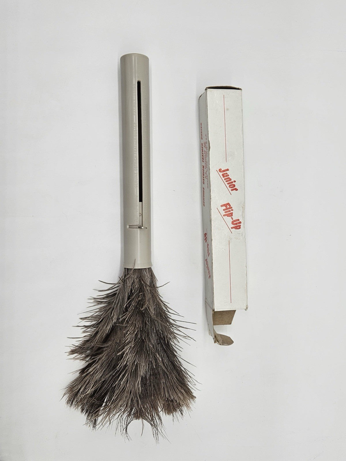 Vintage Junior Flip-Up Ostrich Feather Duster with Original Box Made in USA