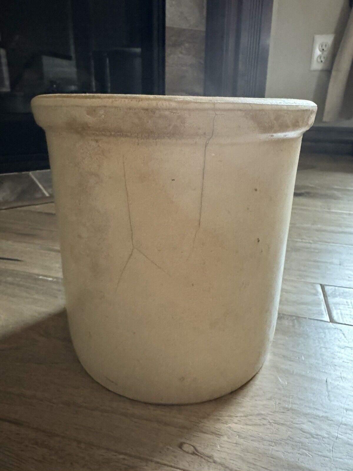 Vintage Late 1800s Handmade Stoneware Crock - Unmarked