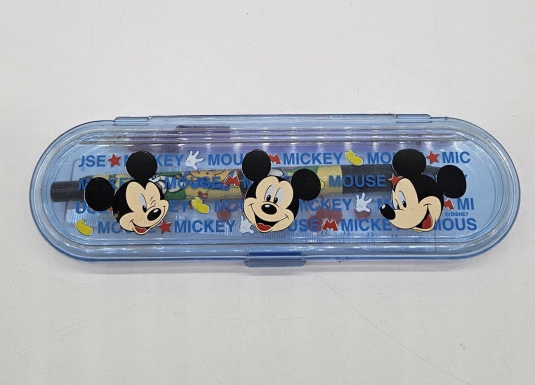 Vintage Disney Mickey Mouse pencil case w/ Retractable, Pencil, Pen & Ruler