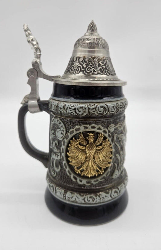 Vintage LE German Beer Stein with Golden Eagle Relief  Made in Germany (JB01)