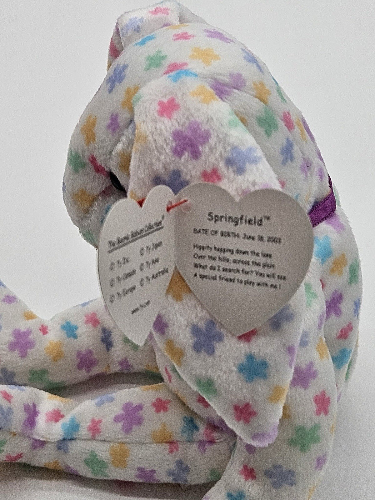 Ty Beanie Baby Springfield Rabbit Bunny With Tag 8 1/2" Year 2003