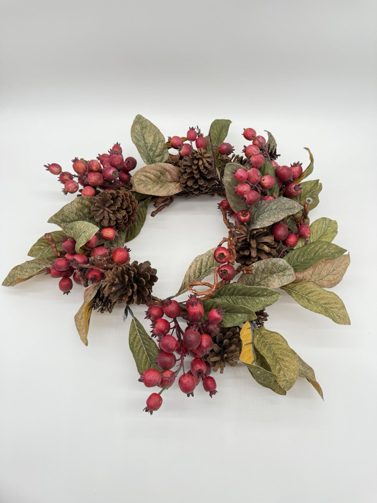 Christmas Winter or Fall Wreath w/ Mini Apples & Pinecones