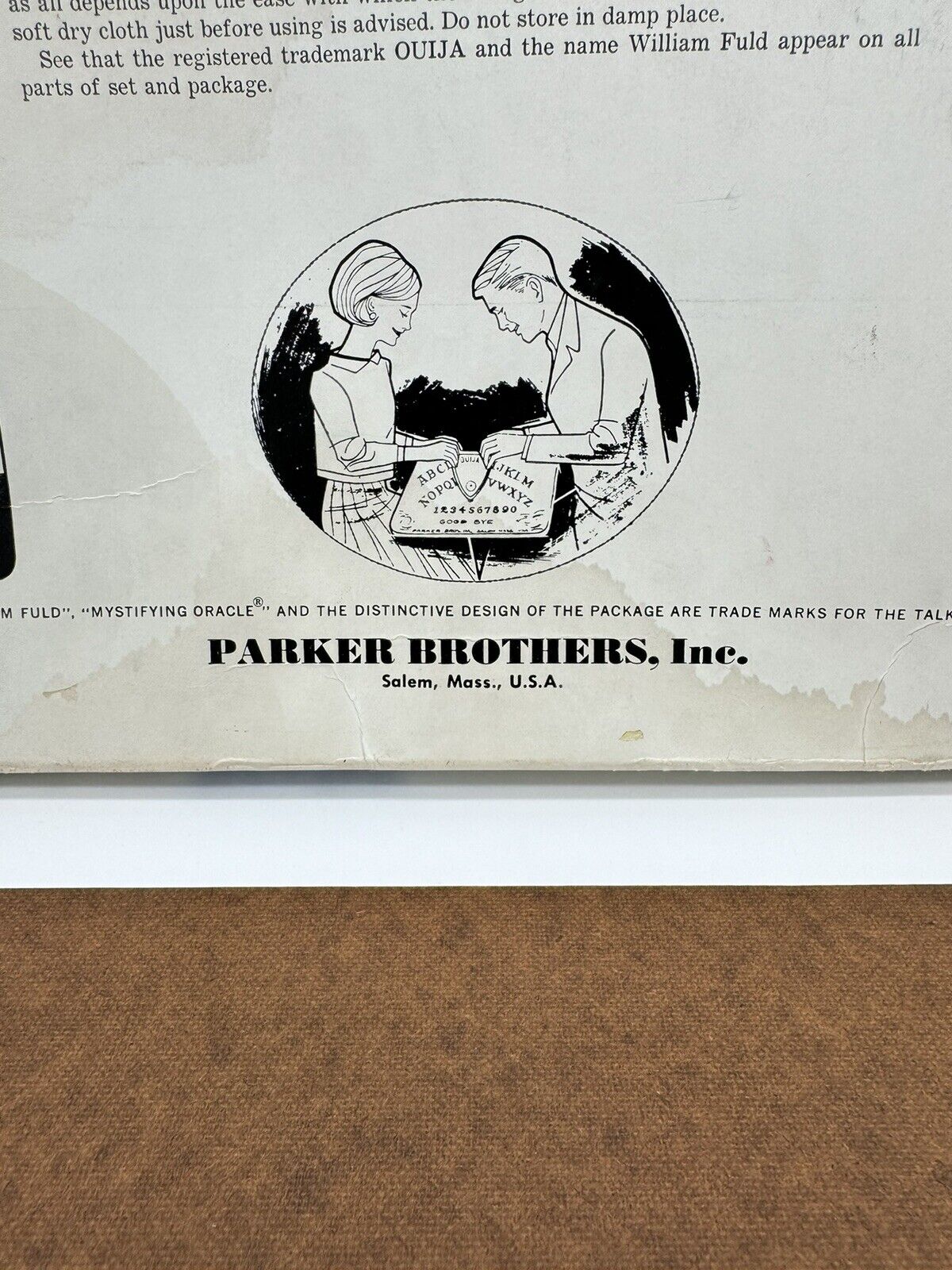 Vintage 1960's Parker Brothers William Fuld Ouija talking board game