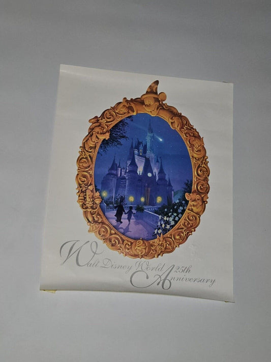Walt Disney World 25th Anniversary Poster Embossed Logo Cinderella Castle 1996
