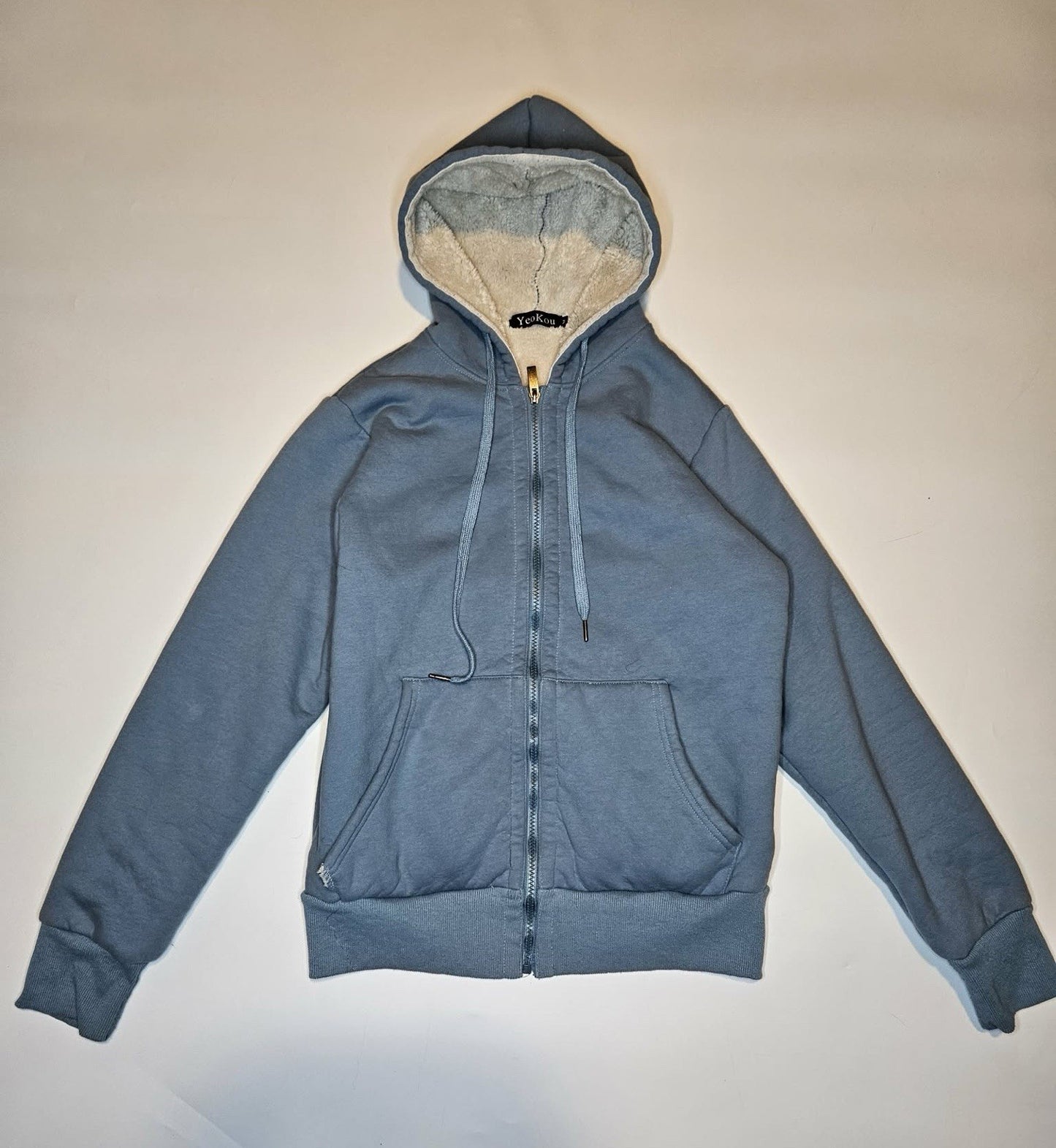 YeoKou Women’s Sherpa Lined Zip Hoodie Blue Size M