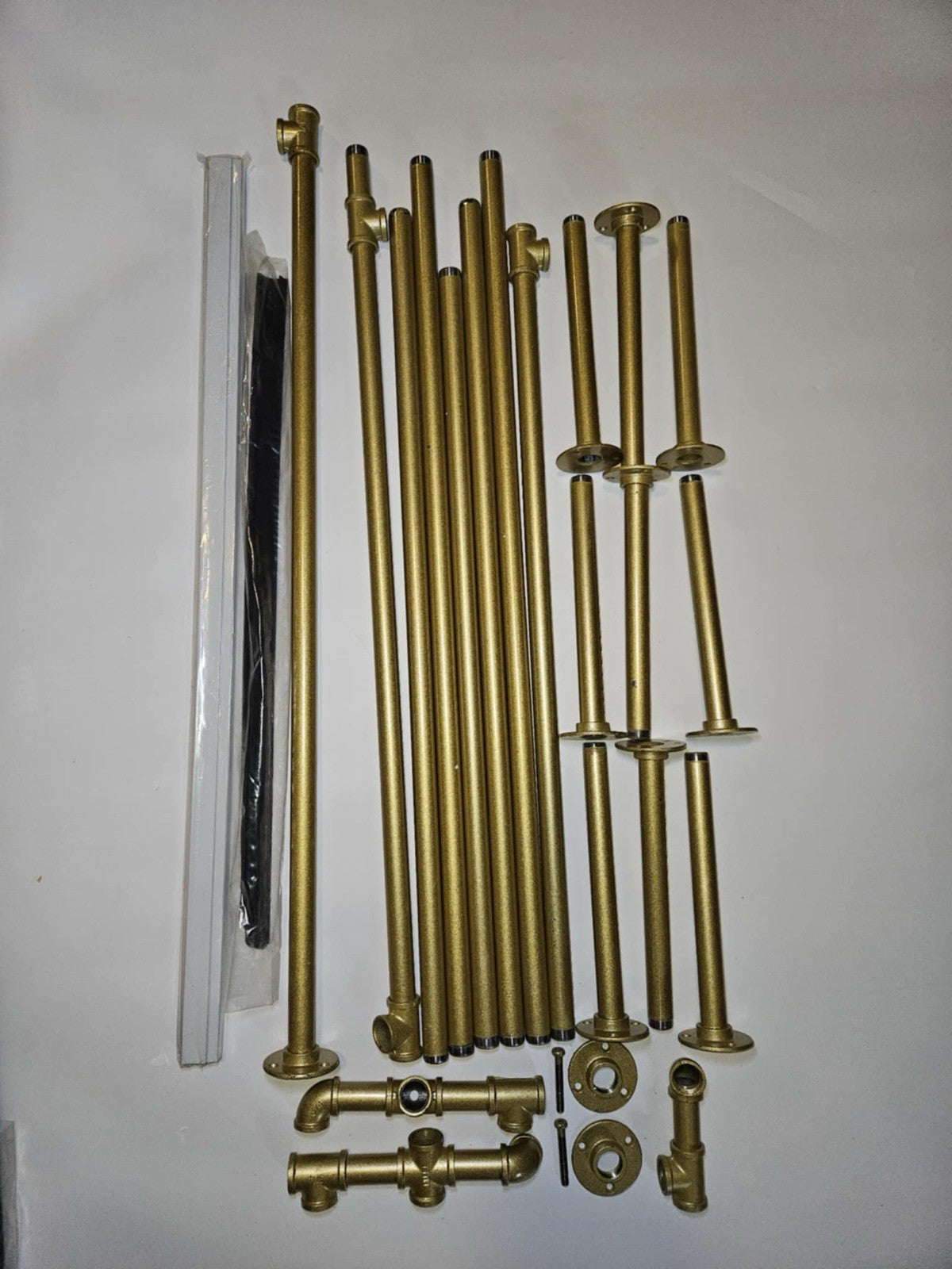 Gold Industrial Pipe Kit for Wall-Mounted Rack or Shelf Installation