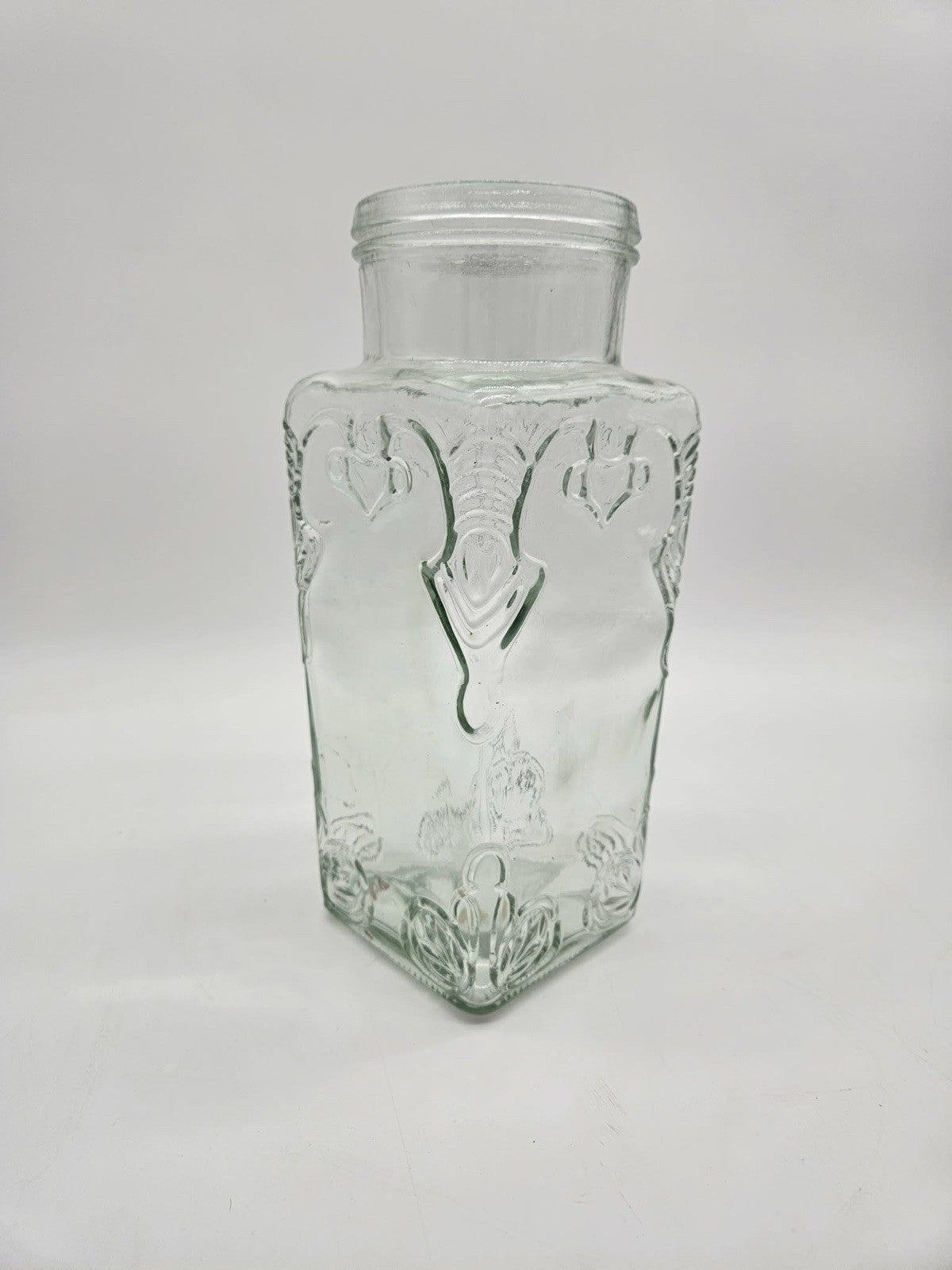 Vintage Mod Depositato 11" Tall Canister Embossed Glass