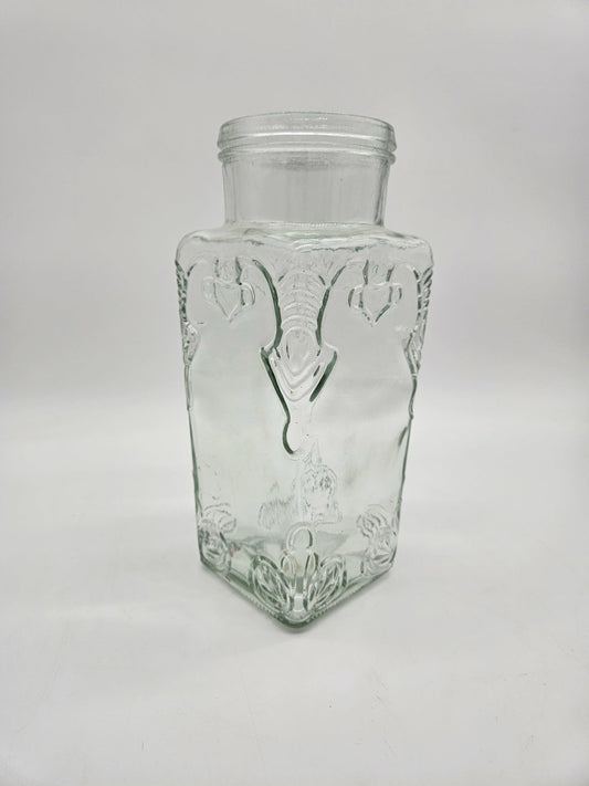 Vintage Mod Depositato 11" Tall Canister Embossed Glass