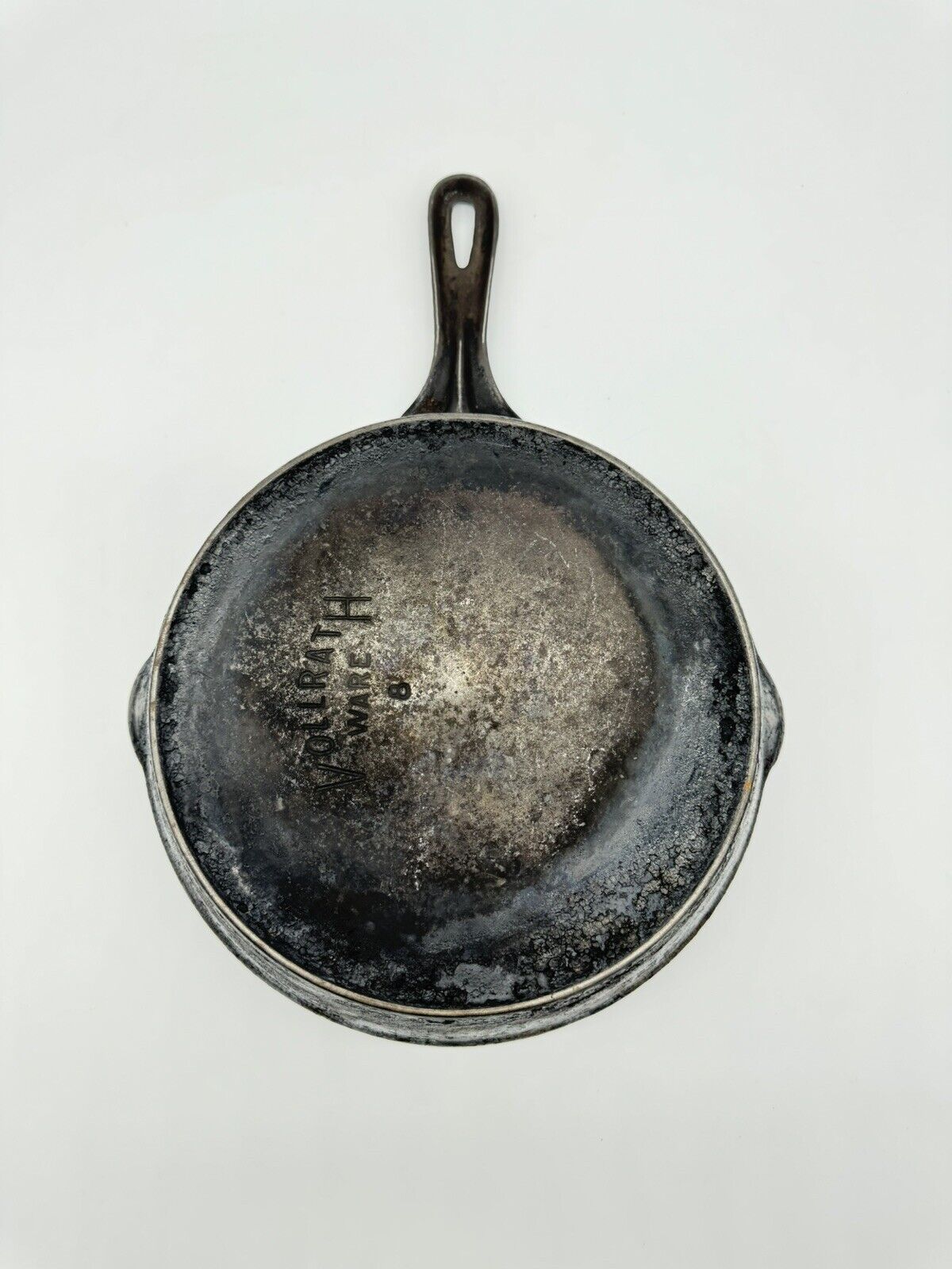 ANTIQUE VOLLRATH #8 COWBOY CAMP FIRE CAST IRON SKILLET PAN FRYER EDGE HEAT RING