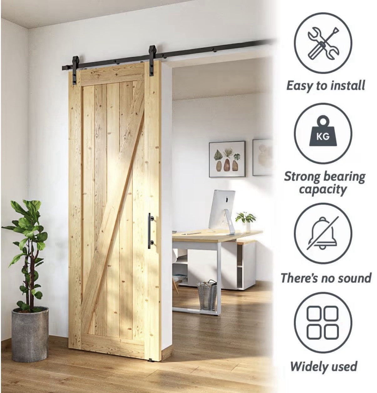 SKYSEN 6FT Barn Door Hardware Kit, Sliding Barn Door Hardware Kit, Barn Door Tra