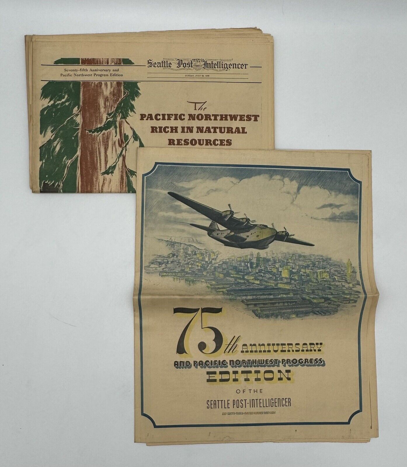 Lot of 12 Old WWII Related 1930s Newspapers WW2 Antique