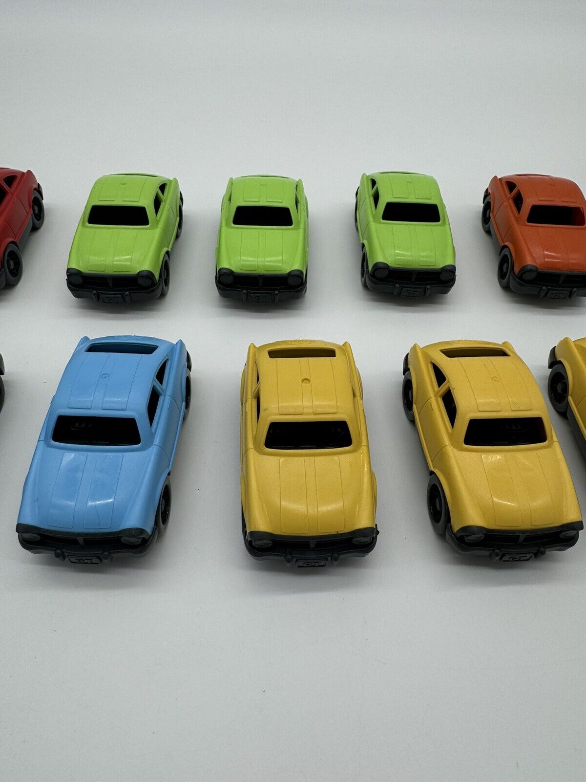 Lot of 10 Green Toys Mini Car 4” Miniature GT Yellow, Red, Blue & Green
