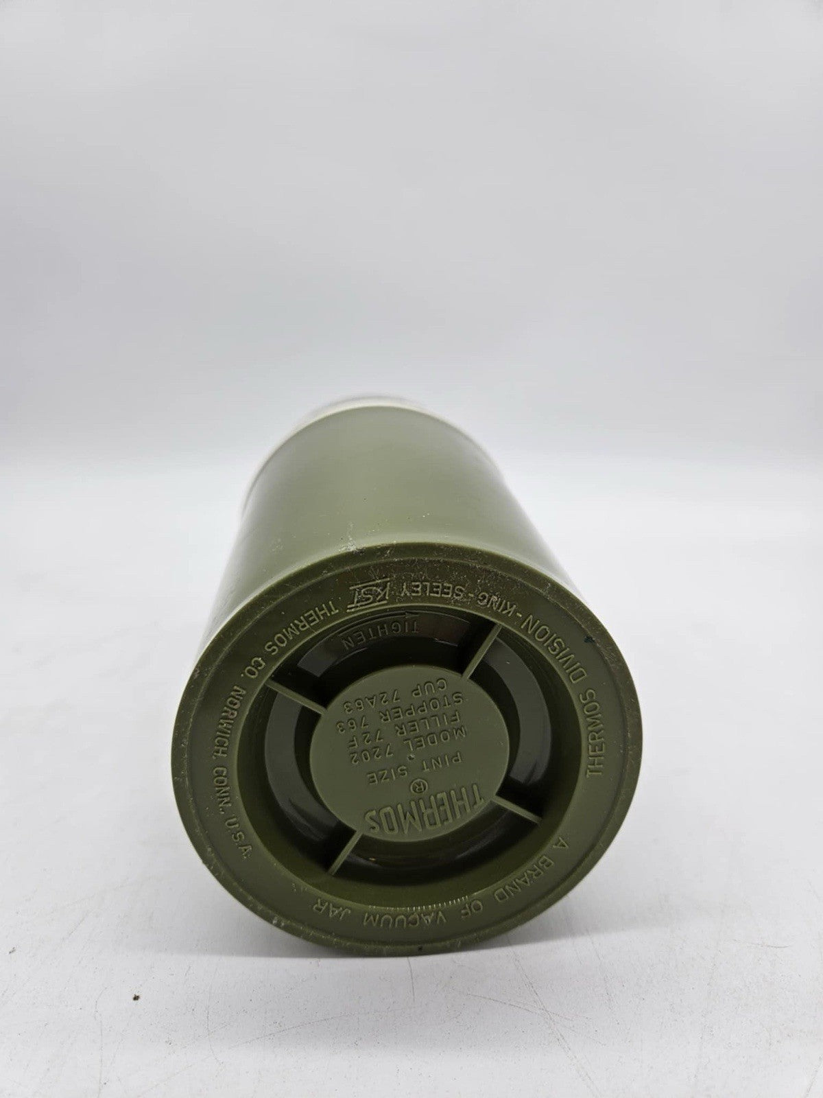 Vintage Thermos Pint Size Model 7202 Green Insulated Travel Thermos