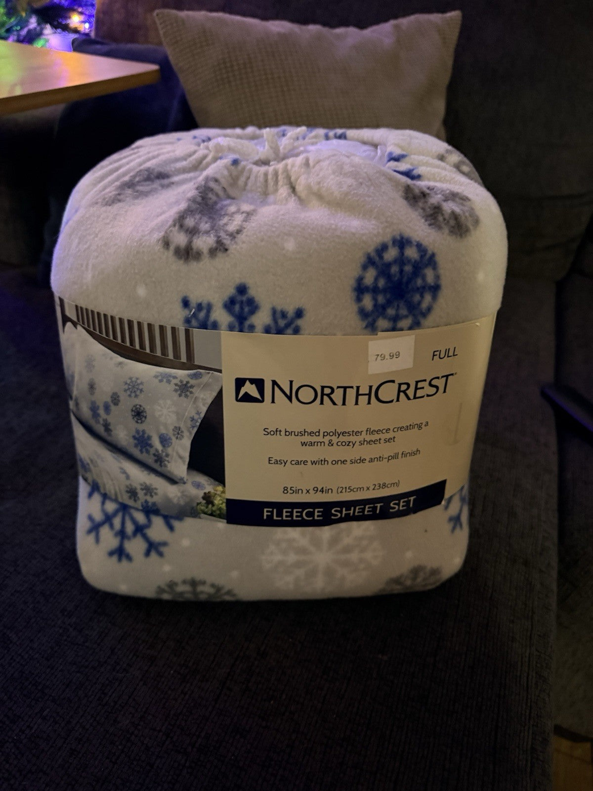 Northcrest Fleece Sheet Set Full Size Snowflake Winter Print Cozy