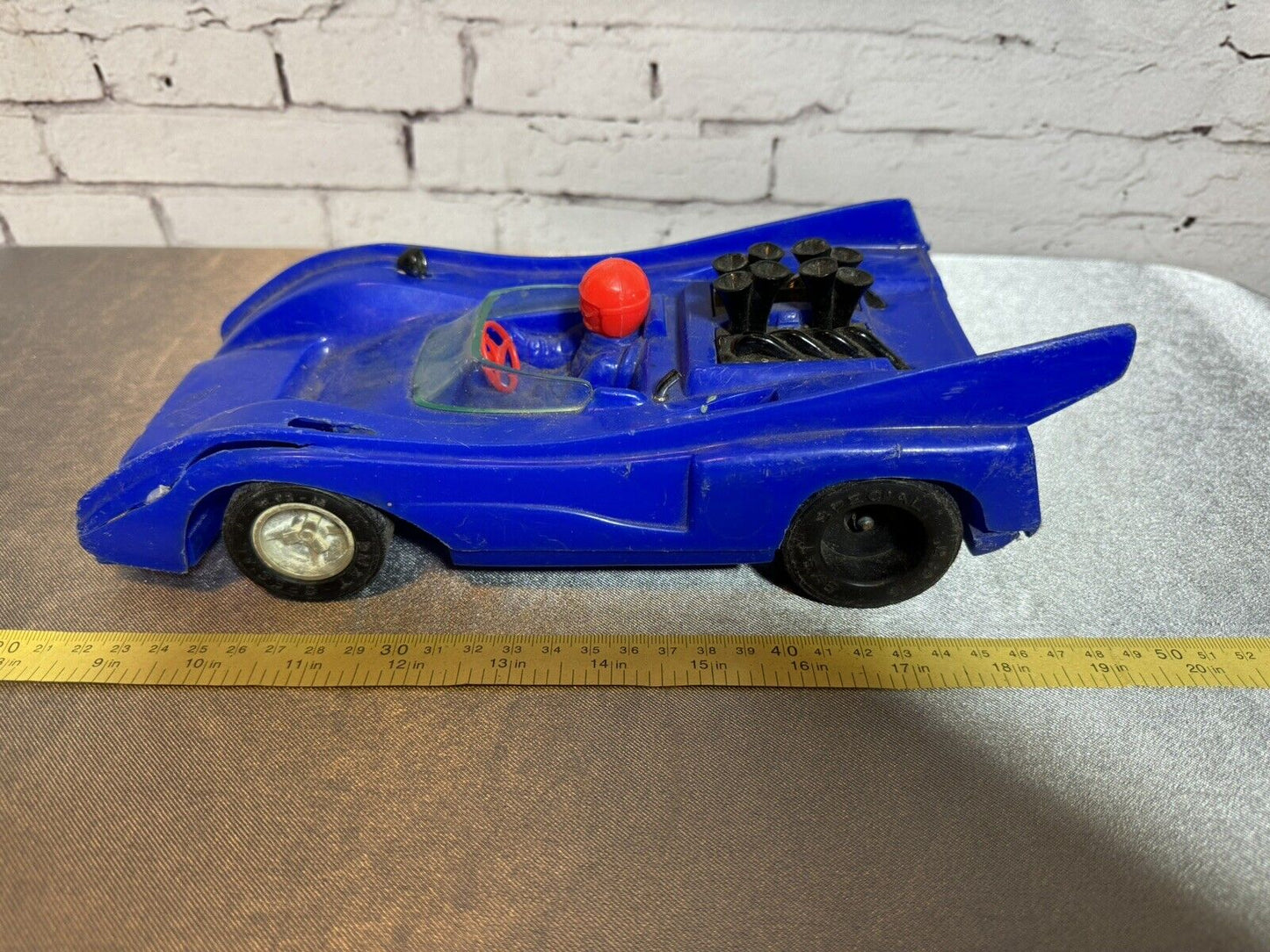 Vintage 1970s Racecar Bright Blue Processed Plastic Co 005