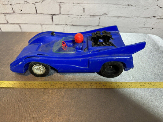 Vintage 1970s Racecar Bright Blue Processed Plastic Co 005