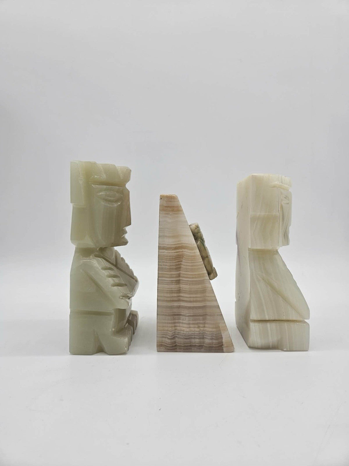 Vintage Onyx Marble Moai Figures & Alhonsa Peru Desk Set