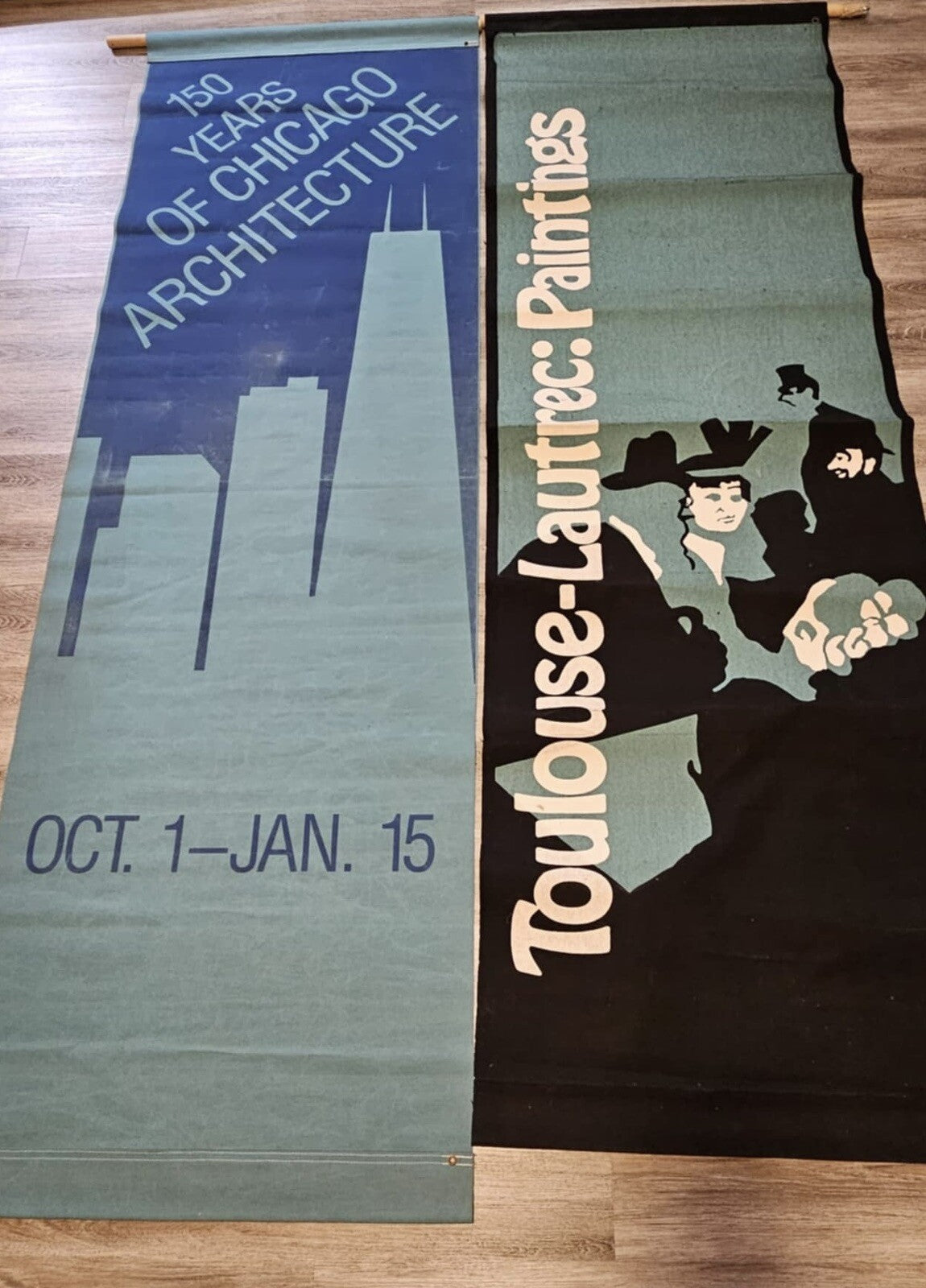 Vintage 1983 Chicago Art Museum Banners Toulouse-Lautrec: Paintings Exhibit
