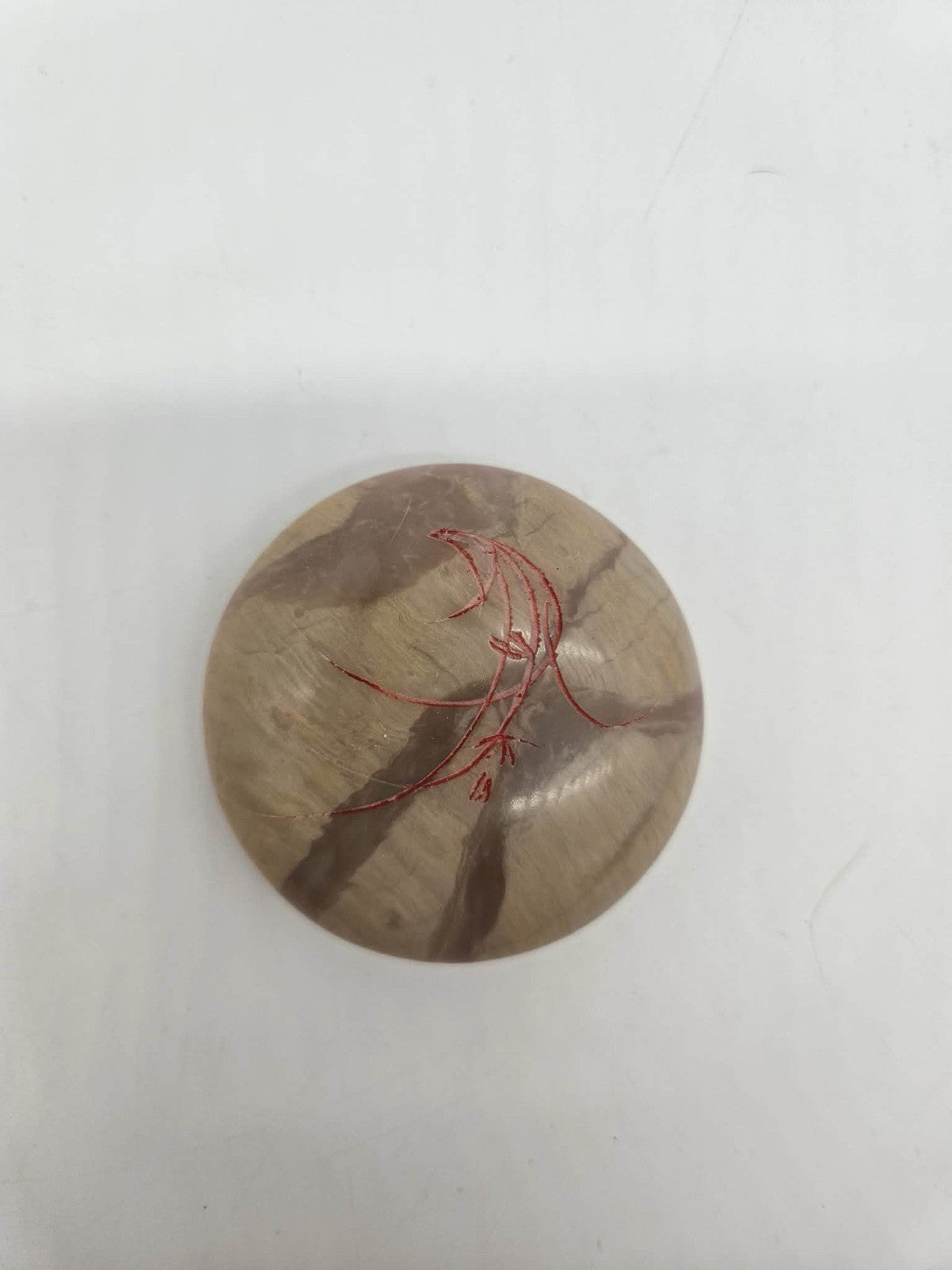 Vintage Shoushan Dragon Seal Stone with Red Ink Paste in Stone Container