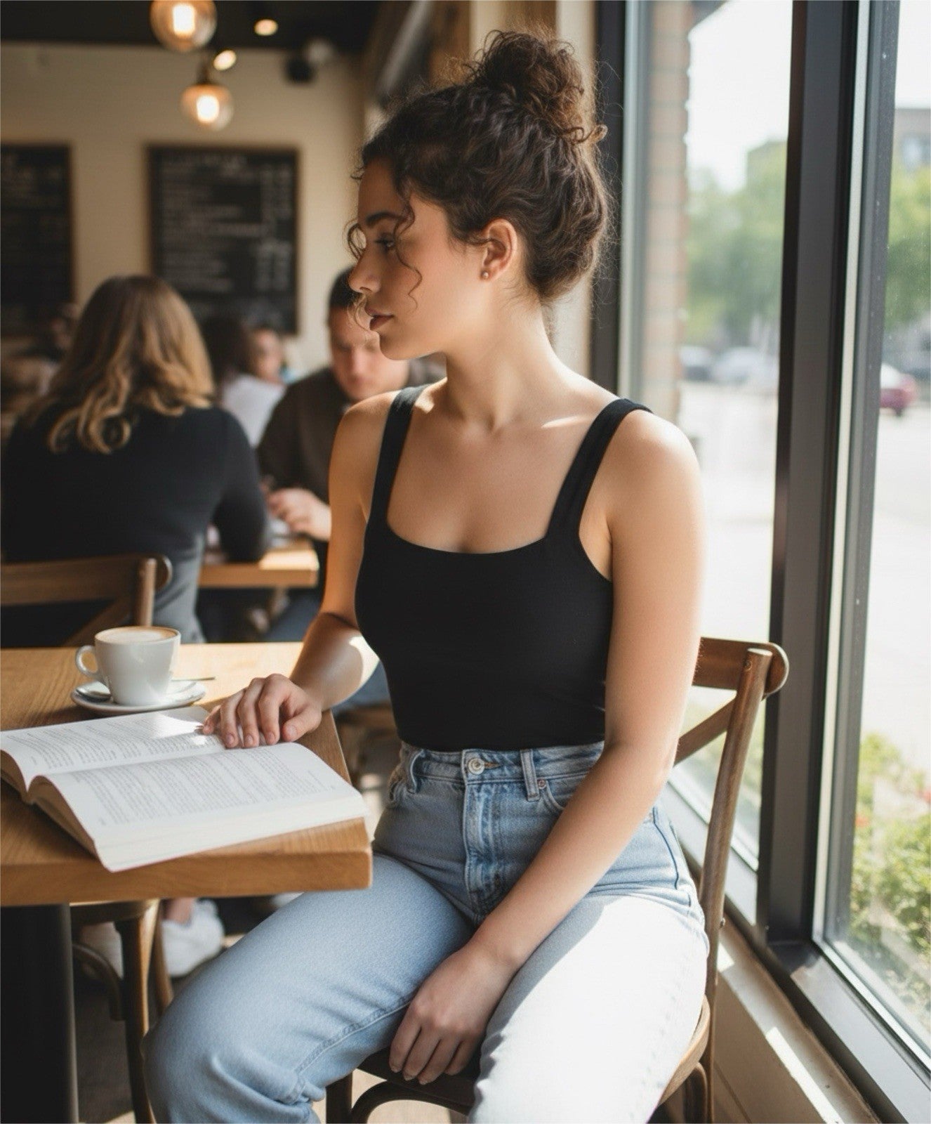 Black Sleeveless Tank Bodysuit Snap Crotch