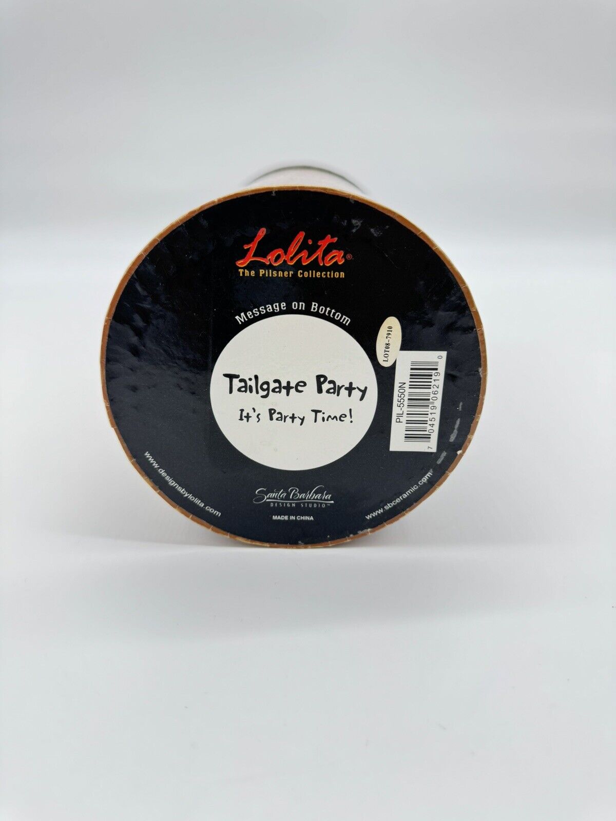 RARE Lolita 22 oz. Pilsner Glass "Tailgate" Hand Painted ~ NEW