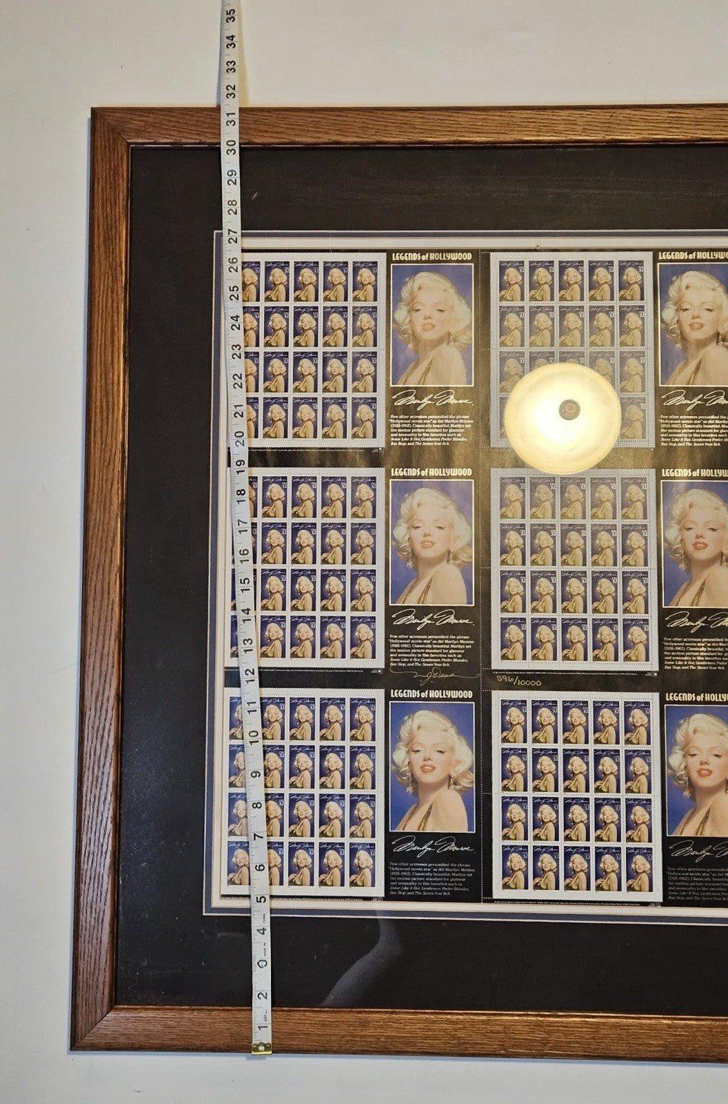 Framed Marilyn Monroe Legends of Hollywood USPS Stamp Sheet COA #596