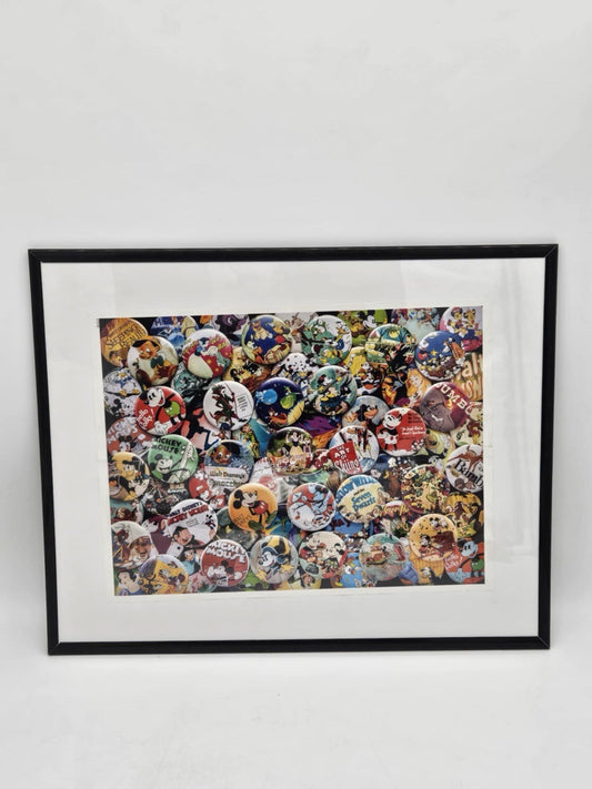 DISNEY VINTAGE BUTTONS 750 PIECE JIGSAW PUZZLE CEACO ~ FRAMED