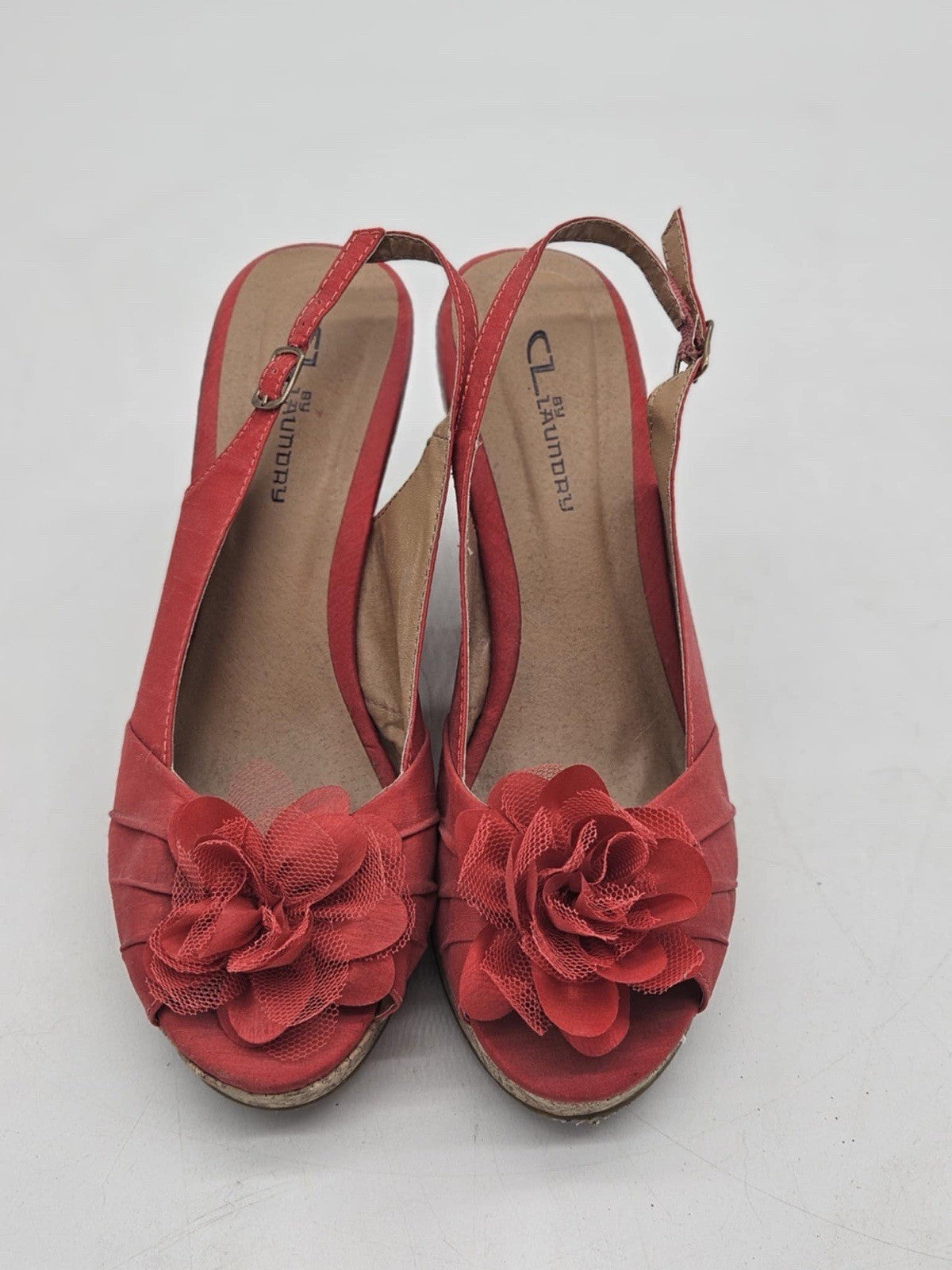 Chinese Laundry | Women’s Red Flower 8.5 Wedge Slingback Sandals