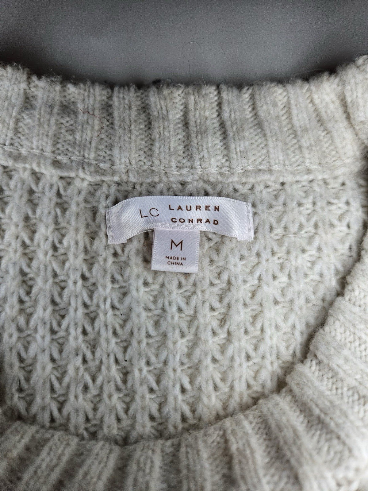 LC Lauren Conrad Women’s Cream Black Striped Cropped Sweater Size M