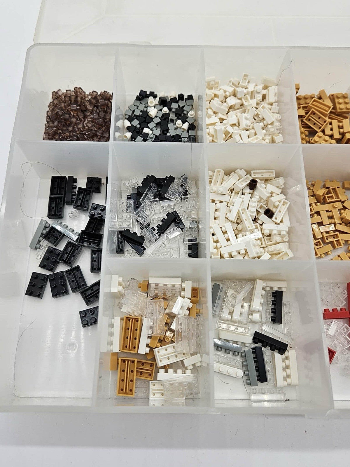 LEGO Lot of Assorted Bricks Plates Tiles Tan White Black Clear w/ Case